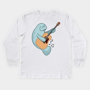 Guitar Manatee Kids Long Sleeve T-Shirt